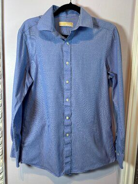 Mens Michael Kors Blue Button Up Long Sleeve Size 15